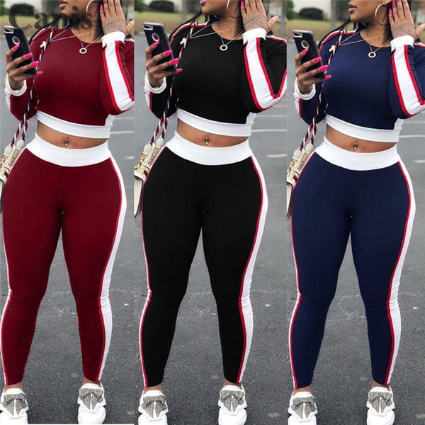 2 Pieces Yoga Set Women Sexy Outfits Long Sleeve Crop Tops Pants Workout Gym Sports Fitness Athletic Tracksuit Clothes