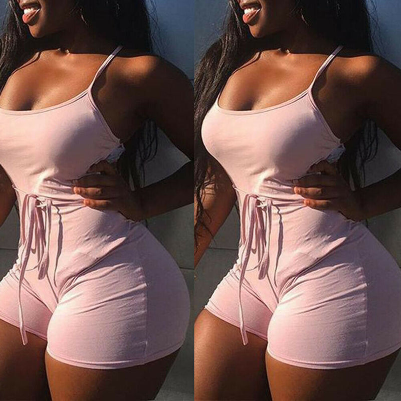 Yoga Jumpsuit Women's Sexy Lace-up Backless Bandage Sleeveless Slim Fit Playsuits Fitness Leggings Workout Clothes