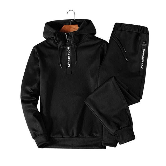 Sets Tracksuit Men Autumn Winter Hooded Sweatshirt Drawstring Outfit Sportswear 2020 Male Suit Pullover Two Piece Set Casual