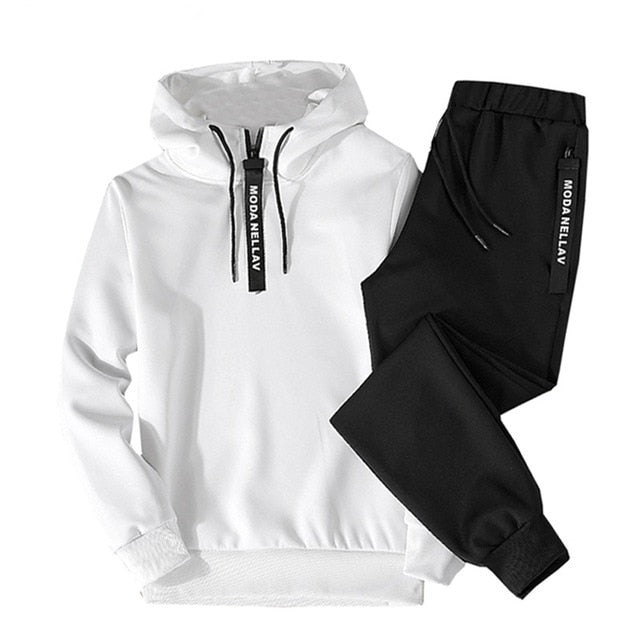 Sets Tracksuit Men Autumn Winter Hooded Sweatshirt Drawstring Outfit Sportswear 2020 Male Suit Pullover Two Piece Set Casual