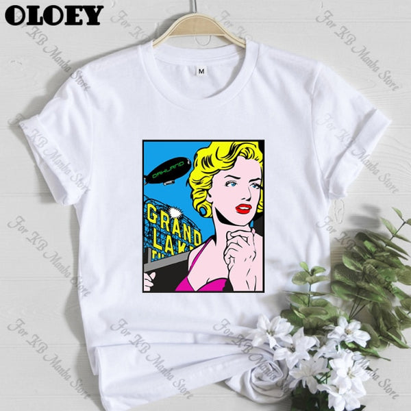 Aesthetic Marilyn Monroe Face Graphic T-shirt Women Summer Fashion Tee Shirt Femme Vogue Tumblr tshirt Streetwear Female Clothes