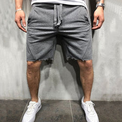 Men Shorts Wild Style Solid Color Ripped Short Pants Jogger Workout Shorts Men