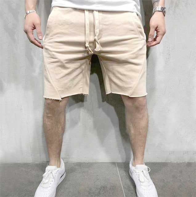 Men Shorts Wild Style Solid Color Ripped Short Pants Jogger Workout Shorts Men