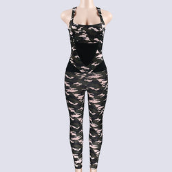 GXQIL Camo Jumpsuit for Fitness 2020 Yoga Workout Clothes for Women Dry Fit Gym Clothing Sportswear Woman Wives Wear Camouflage