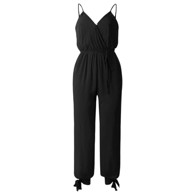 Hot Casual Women Sleeveless Loose Baggy Trousers Overalls Pants Solid Romper Jumpsuit Backless V-neck Women's Floral Clubwear