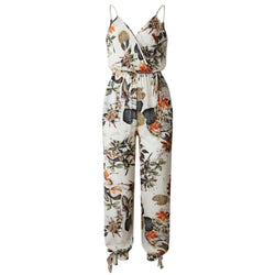 Hot Casual Women Sleeveless Loose Baggy Trousers Overalls Pants Solid Romper Jumpsuit Backless V-neck Women's Floral Clubwear