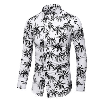 LIFENWENNA 6XL 7XL Shirt Men New Fashion Personality Print Long Sleeve Shirts Mens Casual Plus Size Flower Beach Hawaiian Shirt