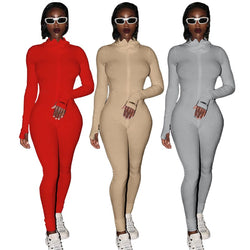Streetwear White Knitted Sexy Bodycon Lucky Label Jumpsuit Women Overall 2020 Long Sleeve Skinny Rompers Womens Jumpsuit Female