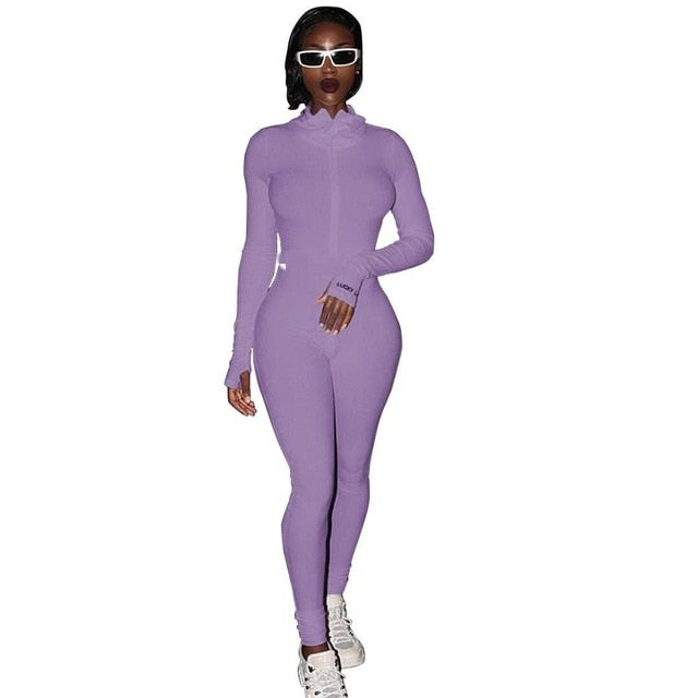 Streetwear White Knitted Sexy Bodycon Lucky Label Jumpsuit Women Overall 2020 Long Sleeve Skinny Rompers Womens Jumpsuit Female