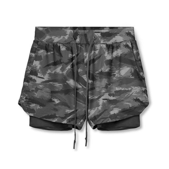 GYMOHYEAH NEW Men's Running Shorts Mens 2 in 1 Sports Shorts Male double-deck Quick Drying Sports Men Shorts Jogging Gyms Shorts