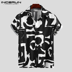 INCERUN Summer Printing Hawaiian Shirt Men 2021 Short Sleeve Streetwear Lapel Casual Brand Shirts Chic Button Camisa Plus Size