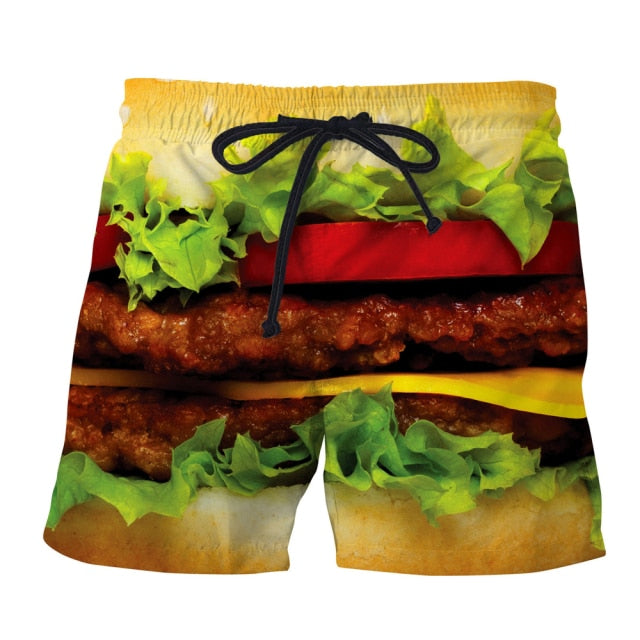 Sausage Party Food Full Printed Mens Shorts Unisex Streetwear Elastic Waist Shorts Summer Beach Harajuku Casual Shorts Have belt