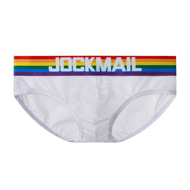 2021 New Cotton Sexy Gay Men Underwear Bikini Men Briefs Rainbow Soft Mens Briefs Underwear Shorts Mens Panties net yarn