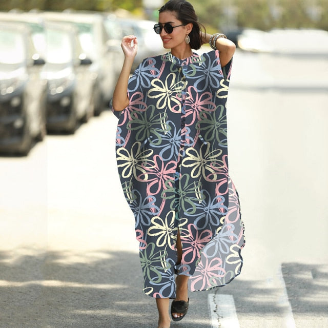 Cover-ups 2021 Kaftan Beach Print SnakeSkin Swimsuit cover up Kimono Plage Beach Robe Femme Long Dress Sarong Dress Beachwear