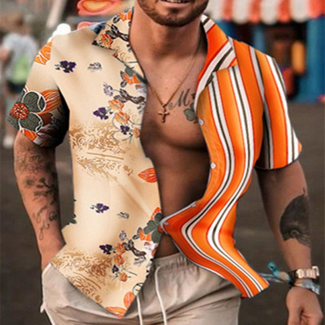 2021 Hot Sale  European American Men's Clothing Casual  Fashion Printed Shirt Single-Breasted Cardigan Long Sleeve Shirt Men